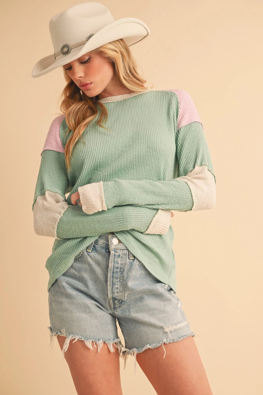 Aemi + Co Gretel Colorblock lightweight sweater top