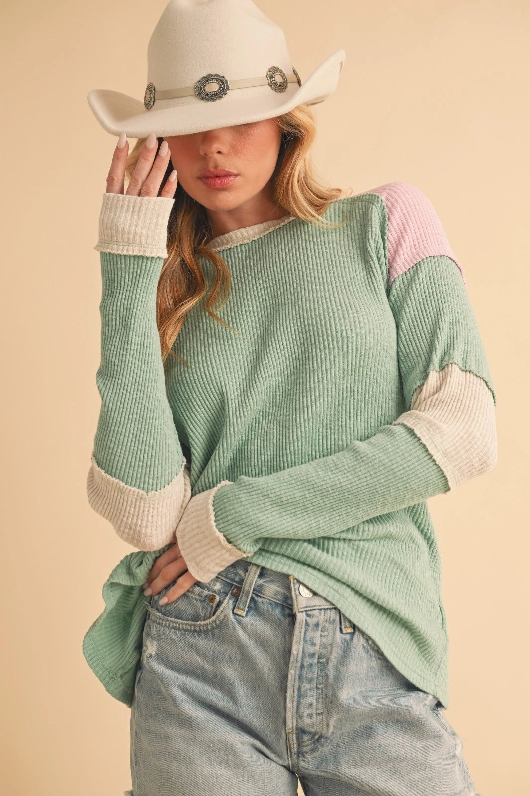 Aemi + Co Gretel Colorblock lightweight sweater top