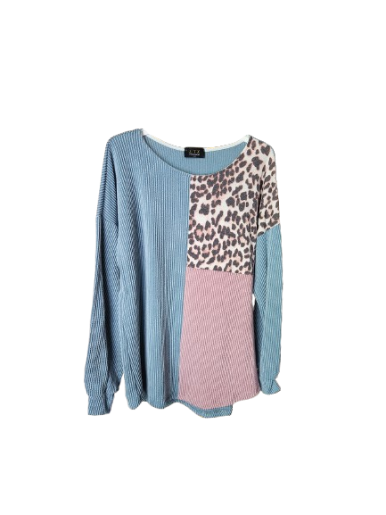 LTX Sportswear USA Cheeta Print Color Block Pullover Top
