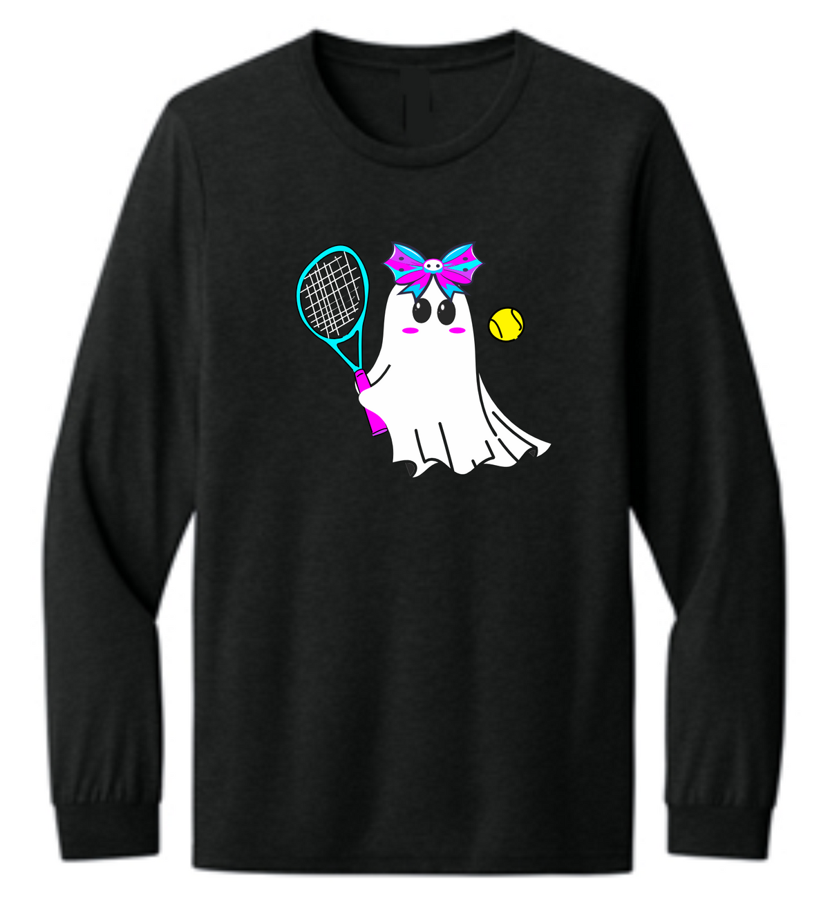 Ghost Tennis Player Long Sleeve Black Shirt