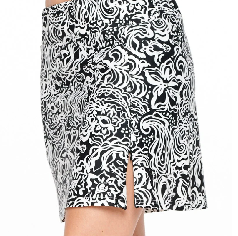 Aryeh Black and White Hibiscus Tessa Skort