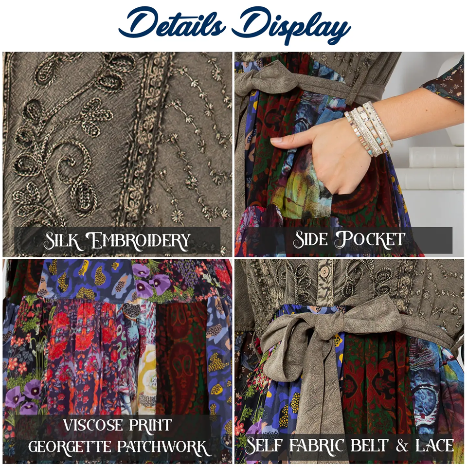 Young Threads Vintage Fusion: Stone-Washed Baby Doll Dress Embroidery