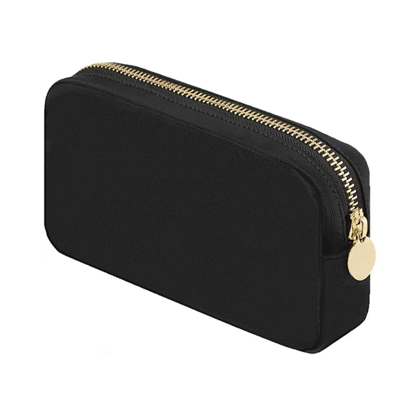 Stacy Round Zippered Nylon Cosmetic/Travel Pouch- Black