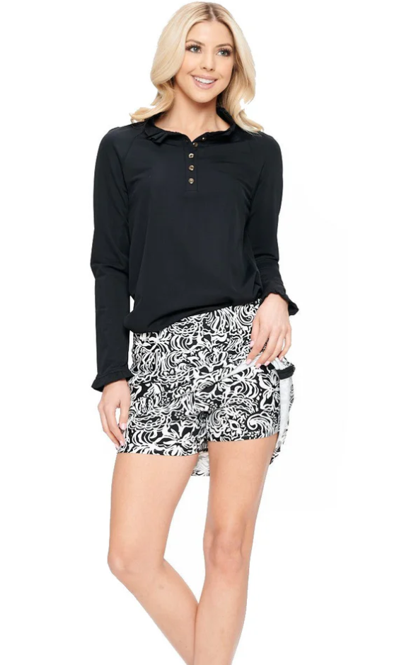 Aryeh Black and White Hibiscus Tessa Skort