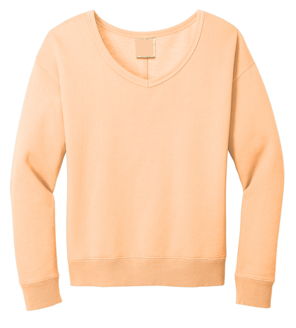 Ladies Beach Wash Garment-Dyed V-Neck Sweatshirt