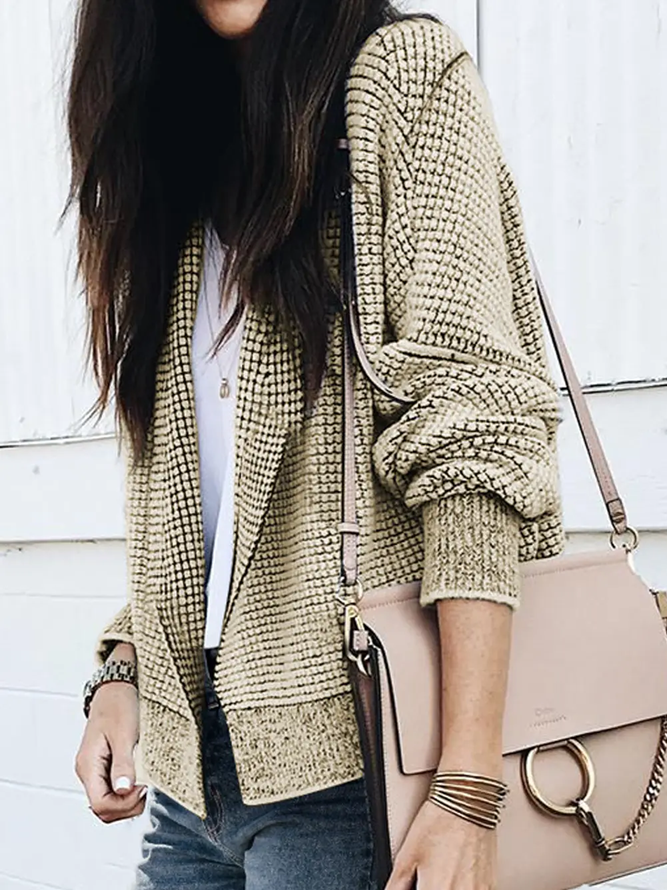 Lovesoft Plaid Contrast Trim Open Front Cardigan