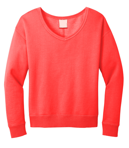 Ladies Beach Wash Garment-Dyed V-Neck Sweatshirt