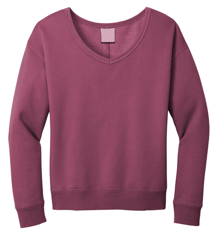 Ladies Beach Wash Garment-Dyed V-Neck Sweatshirt