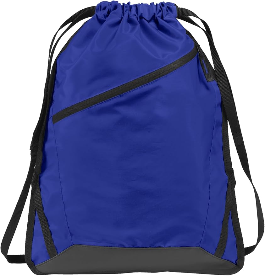 Port Authority Zip-It Cinch Drawstring Bag- Royal Blue