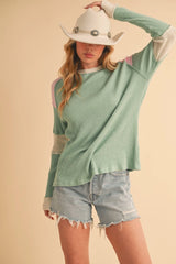 Aemi + Co Gretel Colorblock lightweight sweater top