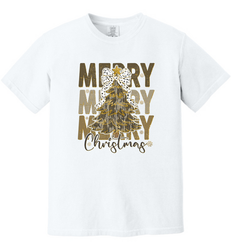 Merry Merry Merry Christmas Unisex Comfort Colors T-Shirt Size Large