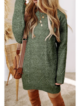 Little Daisy Closet Cable Knit Drop Shoulder Loose Fit Sweater Dress