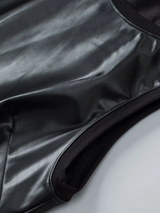 Lovesoft Black Faux Leather Crew Neck Tank Top