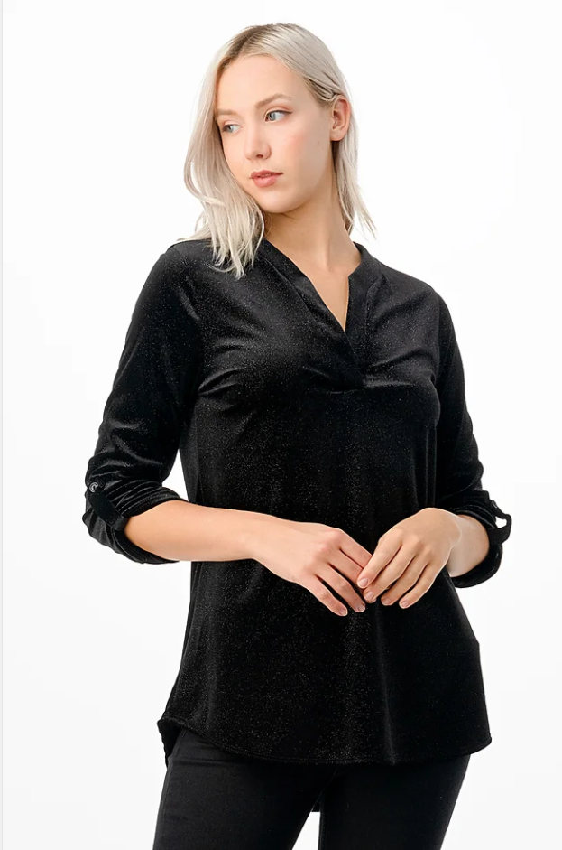 LTX Sportswear Black Sparkle Velvet Top