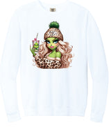 Louisy LV Green Grinch Coffee Girl Unisex Bella Canvas Sweatshirt