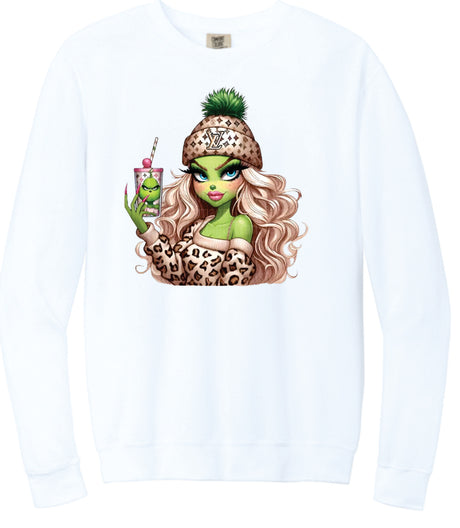 Louisy LV Green Grinch Coffee Girl Unisex Bella Canvas Sweatshirt