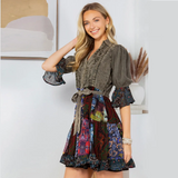 Young Threads Vintage Fusion: Stone-Washed Baby Doll Dress Embroidery