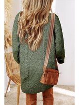Little Daisy Closet Cable Knit Drop Shoulder Loose Fit Sweater Dress